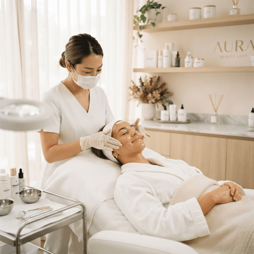Tratamiento en un salón de belleza moderno